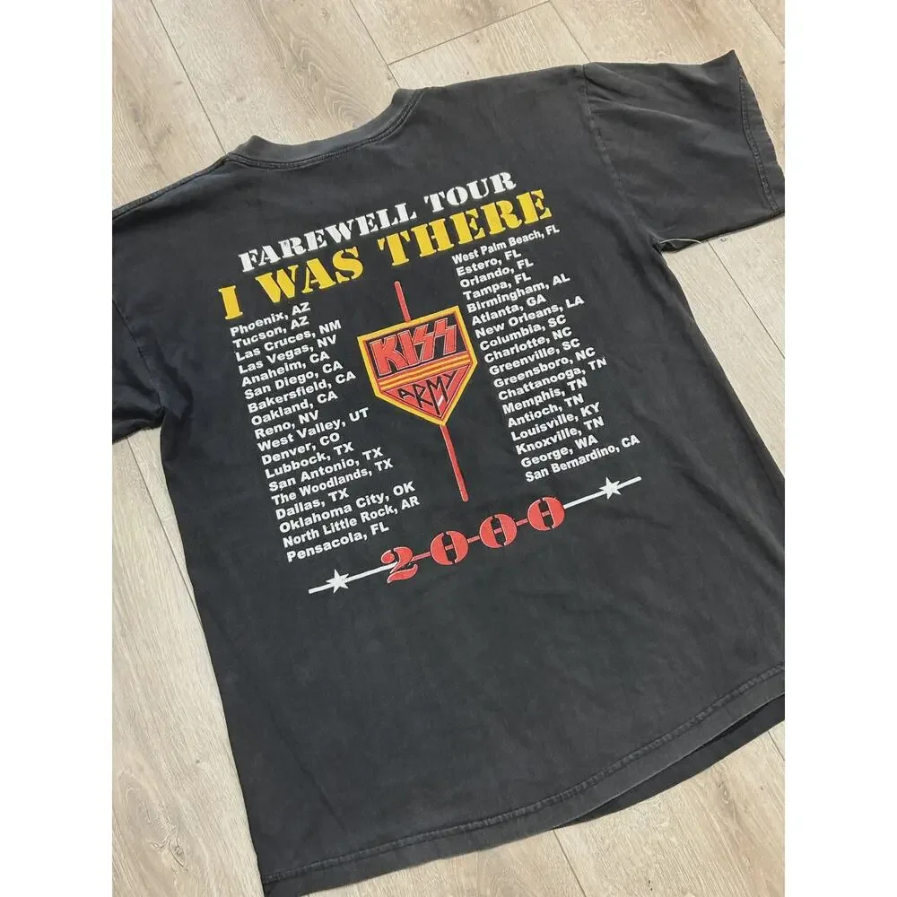 Vintage 2000 Kiss I Was There Farewell Tour Tee T Shirt Black size Large L SF